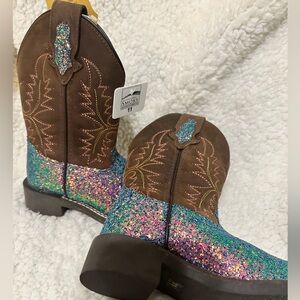 Smoky Mountain Kids Glitter Boots - Brown and Multicolor